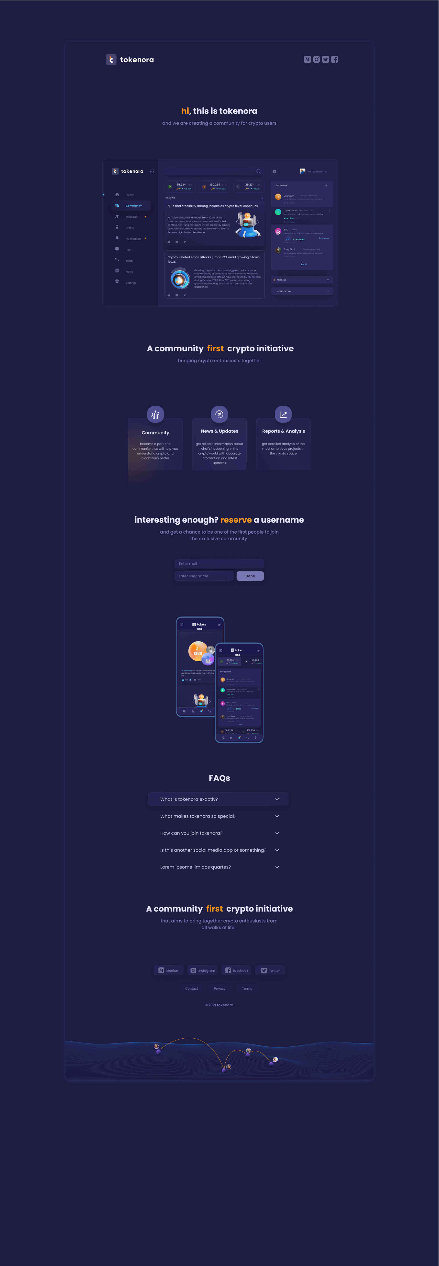 Web 3.0 Social Media app | Tokenora - Website Development Landing Page | dizayn.io Creative studio