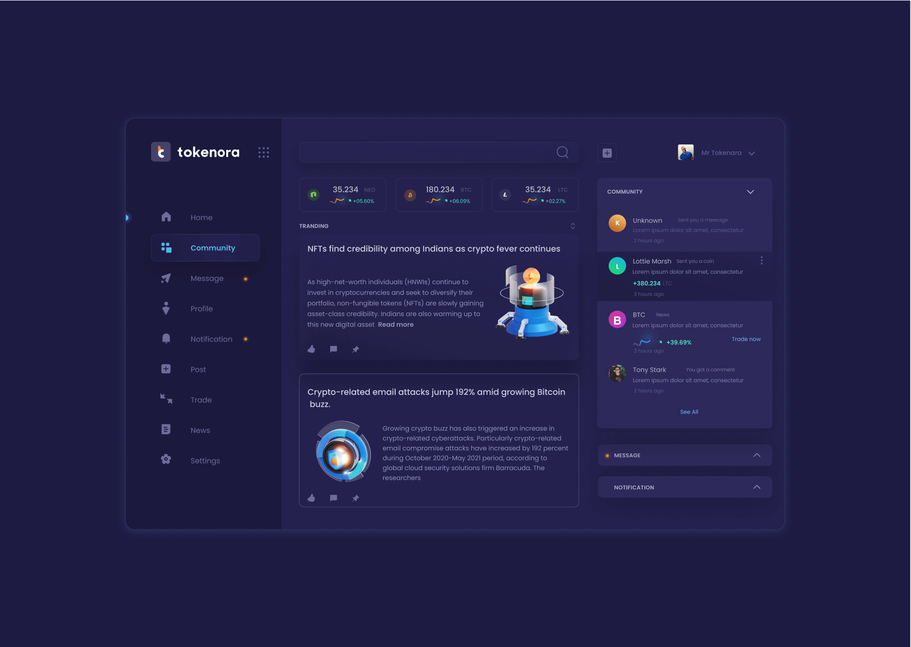 Web 3.0 Social Media app | Tokenora - Website Development Landing Page | dizayn.io Creative studio